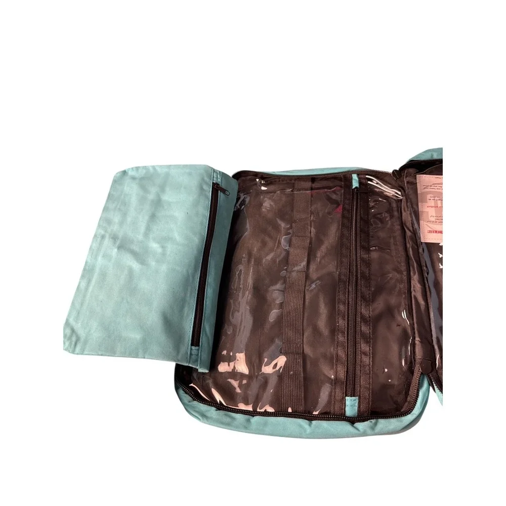 Bang & Carsen Turquoise Quilted Toiletry Bag Lightweight Travel Makeup Organizer